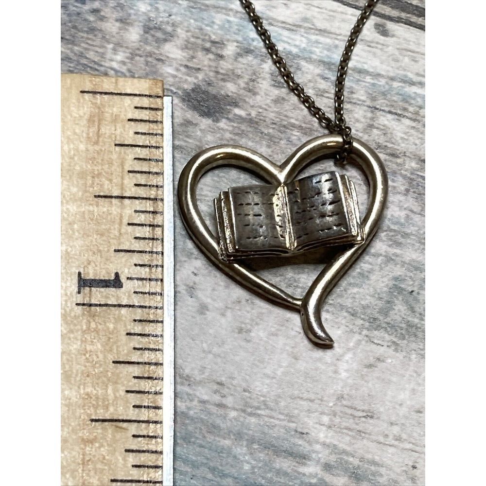 I Heart Books Sterling Silver 20" Chain Necklace Pendant - Picture 6 of 6